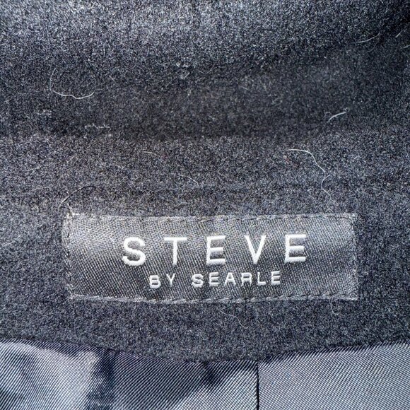 VTG Steve by Searle Long Sleeve Fur Trim Butto cashmere wool Hooded Long Coat Wo - Picture 10 of 13